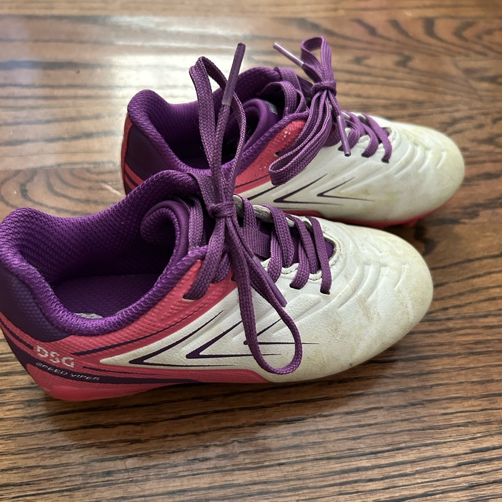 DSG Soccer Cleats in Cream and Purple
